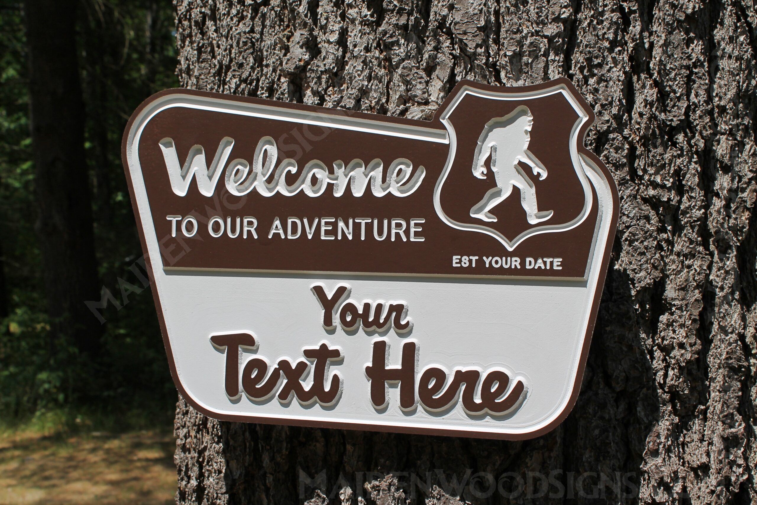 Custom "Welcome to Our Adventure" PVC Camp Sign - Personalize Your Outdoor Retreat