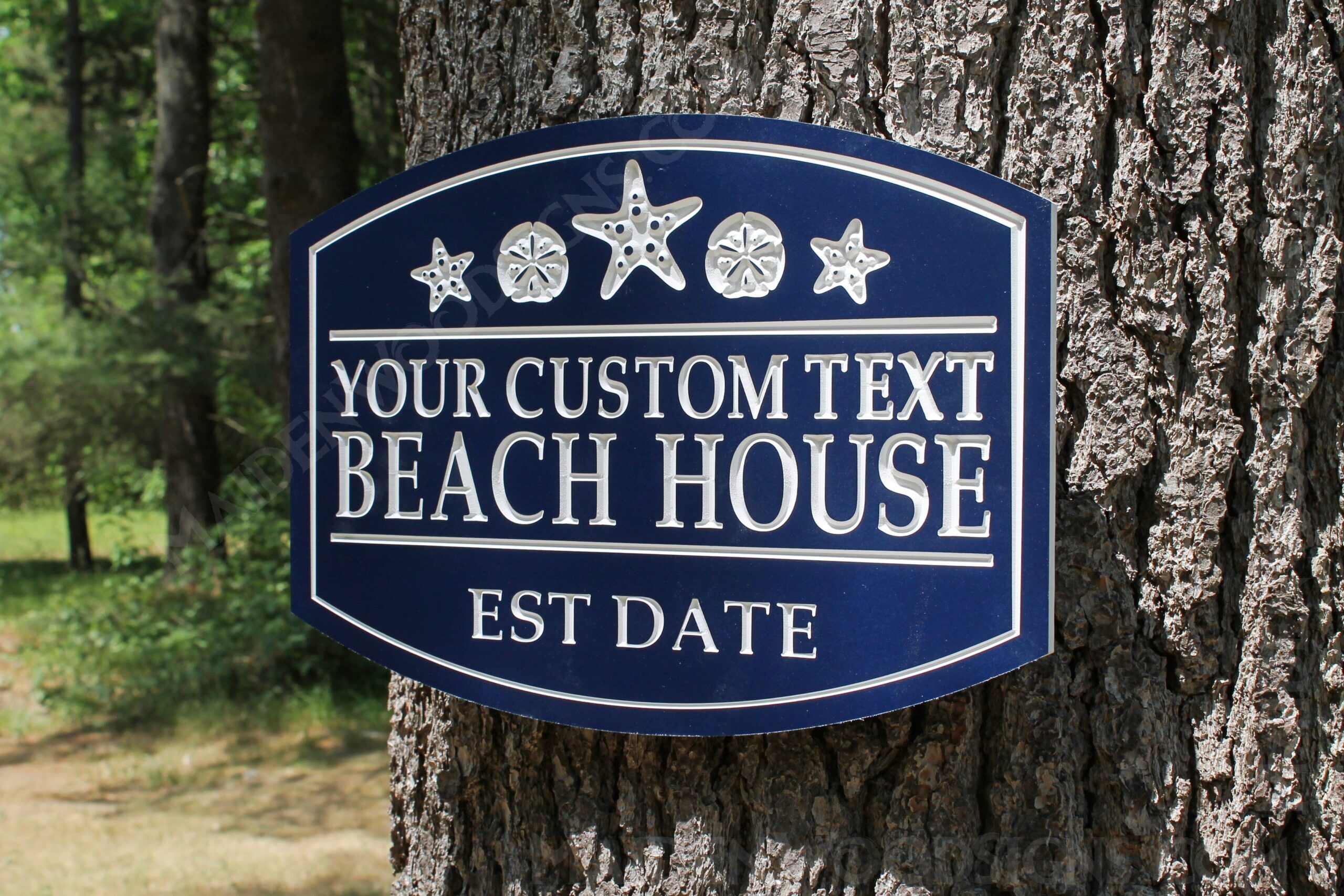 Starfish and Sand Dollar Personalized PVC Beach House Sign  |  indoor | outdoor